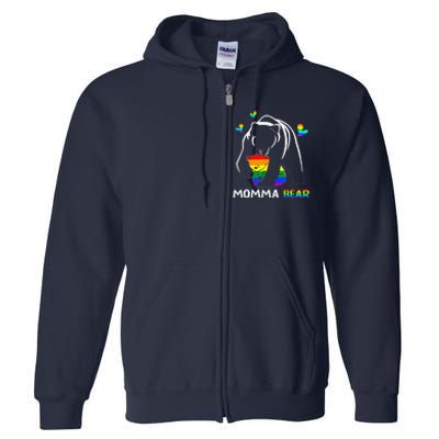 Rainbow Mamy Mama Bear Hug Love Support Parent Lgbt Pride Full Zip Hoodie