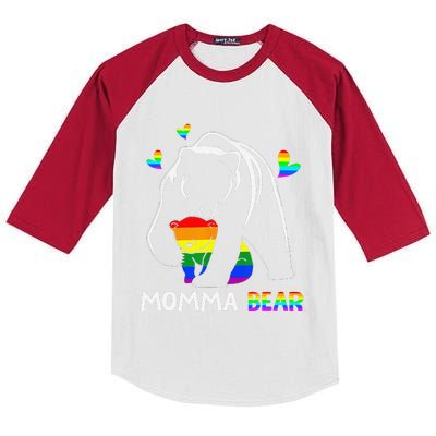 Rainbow Mamy Mama Bear Hug Love Support Parent Lgbt Pride Kids Colorblock Raglan Jersey