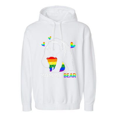 Rainbow Mamy Mama Bear Hug Love Support Parent Lgbt Pride Garment-Dyed Fleece Hoodie