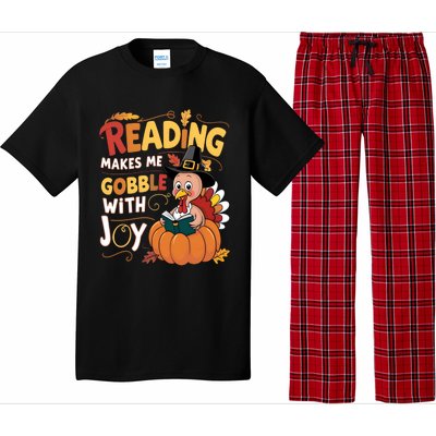 Reading Makes Me Gobble With Joy Funny Turkey Matching Meaningful Gift Pajama Set