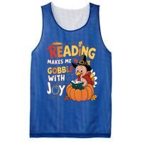 Reading Makes Me Gobble With Joy Funny Turkey Matching Meaningful Gift Mesh Reversible Basketball Jersey Tank