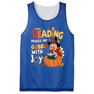 Reading Makes Me Gobble With Joy Funny Turkey Matching Meaningful Gift Mesh Reversible Basketball Jersey Tank