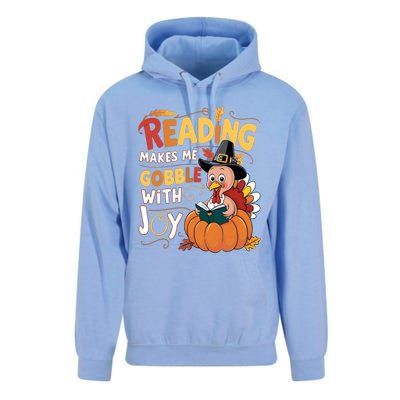 Reading Makes Me Gobble With Joy Funny Turkey Matching Meaningful Gift Unisex Surf Hoodie