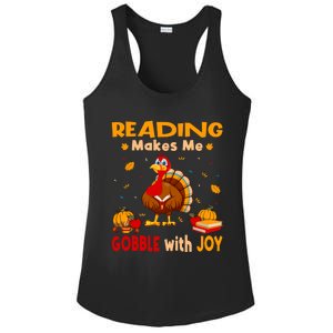 Reading Makes Me Gobble With Joy Turkey Reading Book Meaningful Gift Ladies PosiCharge Competitor Racerback Tank