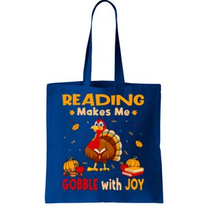 Reading Makes Me Gobble With Joy Turkey Reading Book Meaningful Gift Tote Bag