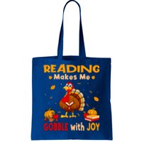 Reading Makes Me Gobble With Joy Turkey Reading Book Meaningful Gift Tote Bag