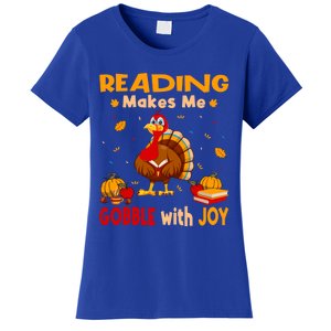 Reading Makes Me Gobble With Joy Turkey Reading Book Meaningful Gift Women's T-Shirt