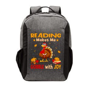 Reading Makes Me Gobble With Joy Turkey Reading Book Meaningful Gift Vector Backpack