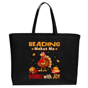 Reading Makes Me Gobble With Joy Turkey Reading Book Meaningful Gift Cotton Canvas Jumbo Tote