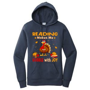 Reading Makes Me Gobble With Joy Turkey Reading Book Meaningful Gift Women's Pullover Hoodie