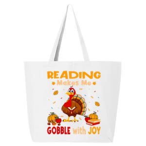 Reading Makes Me Gobble With Joy Turkey Reading Book Meaningful Gift 25L Jumbo Tote