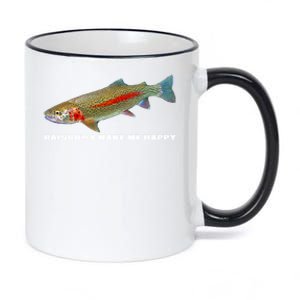 Rainbows Make Me Happy Trout Fishing Gift 11oz Black Color Changing Mug