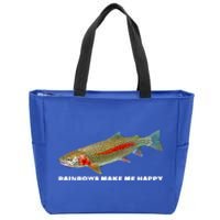 Rainbows Make Me Happy Trout Fishing Gift Zip Tote Bag