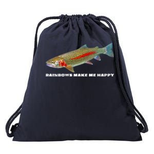 Rainbows Make Me Happy Trout Fishing Gift Drawstring Bag