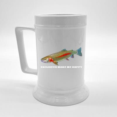 Rainbows Make Me Happy Trout Fishing Gift Beer Stein