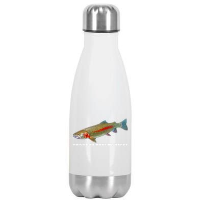 Rainbows Make Me Happy Trout Fishing Gift Stainless Steel Insulated Water Bottle