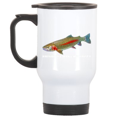 Rainbows Make Me Happy Trout Fishing Gift Stainless Steel Travel Mug