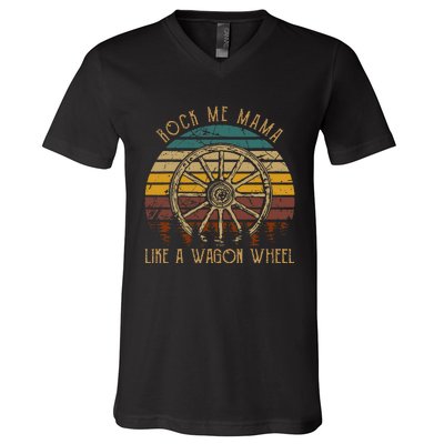 Rock Music Me Mama Like A Wagons Wheel Musician V-Neck T-Shirt