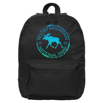 Rocky Mountain National Park Colorado Vintage Moose Graphic 16 in Basic Backpack