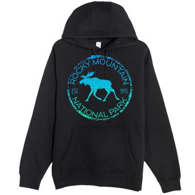 Rocky Mountain National Park Colorado Vintage Moose Graphic Premium Pullover Hoodie