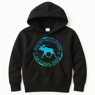Rocky Mountain National Park Colorado Vintage Moose Graphic Kids Hoodie