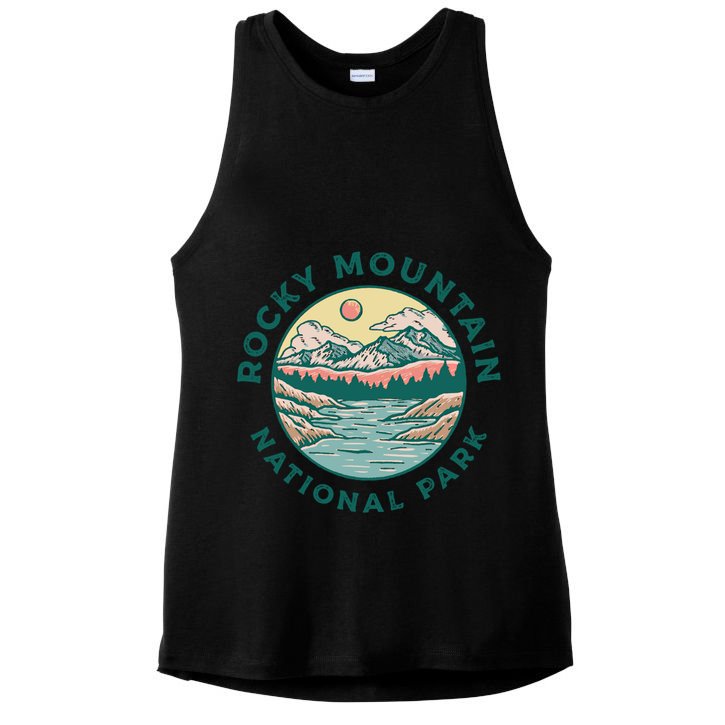 Rocky Mountains National Park Vintage Distressed Colorado Gift Ladies PosiCharge Tri-Blend Wicking Tank