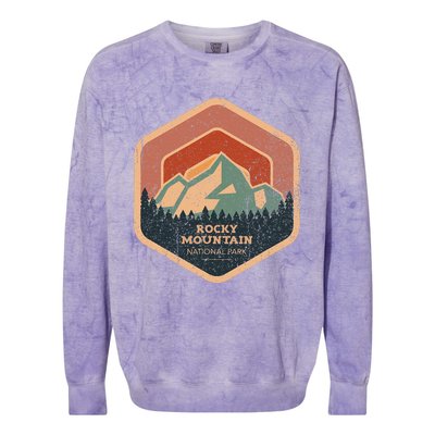 Rocky Mountain National Park Retro Sunset Vintage Colorblast Crewneck Sweatshirt