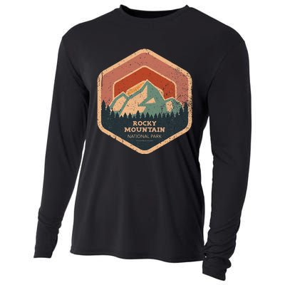 Rocky Mountain National Park Retro Sunset Vintage Cooling Performance Long Sleeve Crew