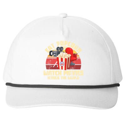 Retro Movie Night Gift Idea Film Food Lover Popcorn Cute Gift Snapback Five-Panel Rope Hat