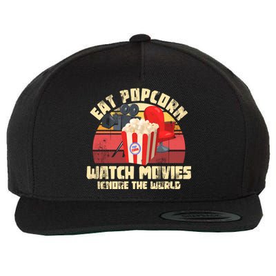 Retro Movie Night Gift Idea Film Food Lover Popcorn Cute Gift Wool Snapback Cap