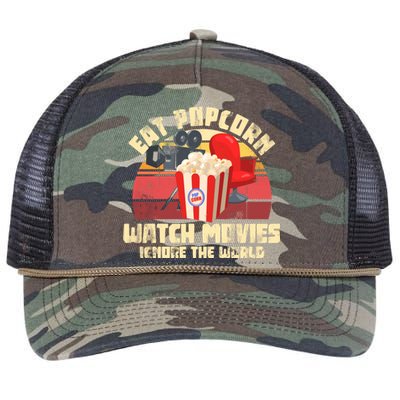 Retro Movie Night Gift Idea Film Food Lover Popcorn Cute Gift Retro Rope Trucker Hat Cap