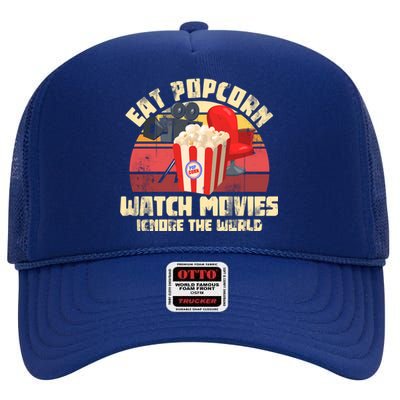 Retro Movie Night Gift Idea Film Food Lover Popcorn Cute Gift High Crown Mesh Back Trucker Hat