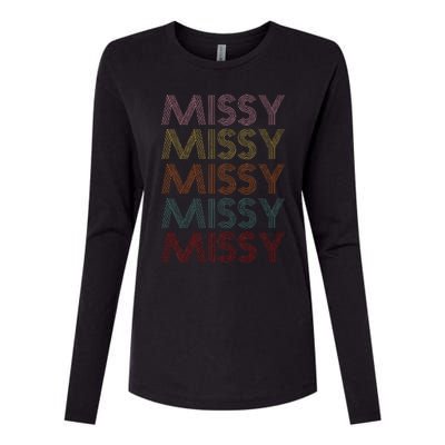 Retro Missy Name Pattern Womens Cotton Relaxed Long Sleeve T-Shirt