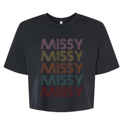 Retro Missy Name Pattern Bella+Canvas Jersey Crop Tee