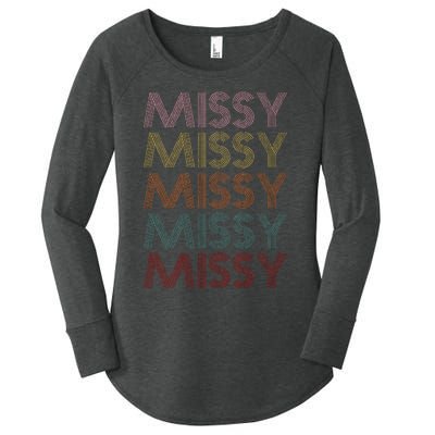 Retro Missy Name Pattern Women's Perfect Tri Tunic Long Sleeve Shirt