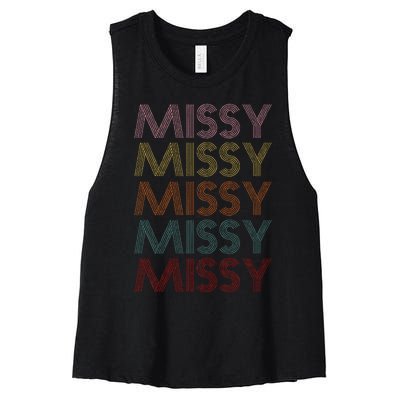 Retro Missy Name Pattern Women's Racerback Cropped Tank