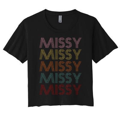 Retro Missy Name Pattern Women's Crop Top Tee