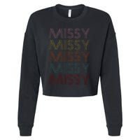 Retro Missy Name Pattern Cropped Pullover Crew