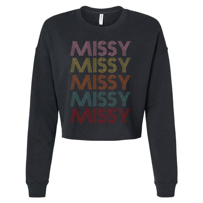 Retro Missy Name Pattern Cropped Pullover Crew