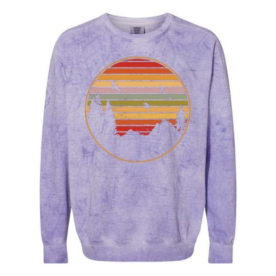 Retro Mountain Nature Sunset Colorblast Crewneck Sweatshirt