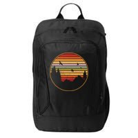 Retro Mountain Nature Sunset City Backpack