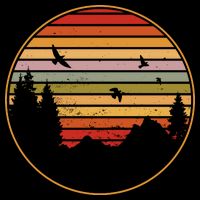 Retro Mountain Nature Sunset City Backpack