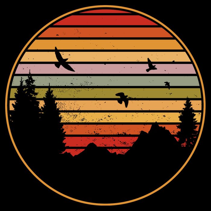 Retro Mountain Nature Sunset City Backpack