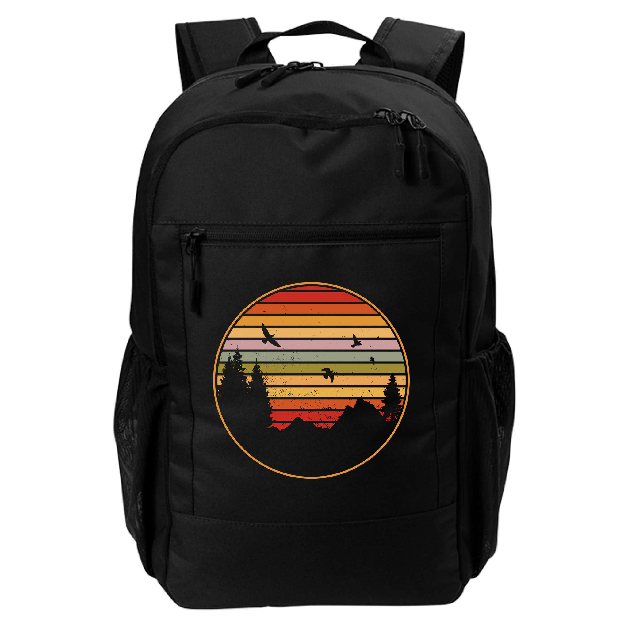 Retro Mountain Nature Sunset Backpack