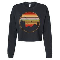 Retro Mountain Nature Sunset Cropped Pullover Crew