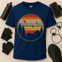 Retro Mountain Nature Sunset Performance Shirt
