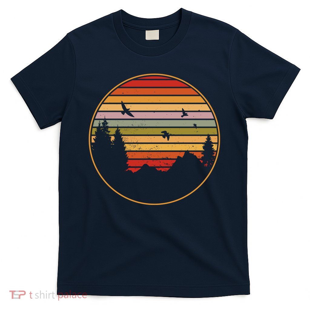 Retro Mountain Nature Sunset T-Shirt