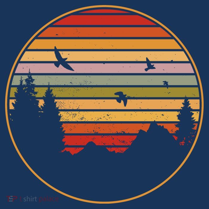 Retro Mountain Nature Sunset Sustainable Bucket Hat