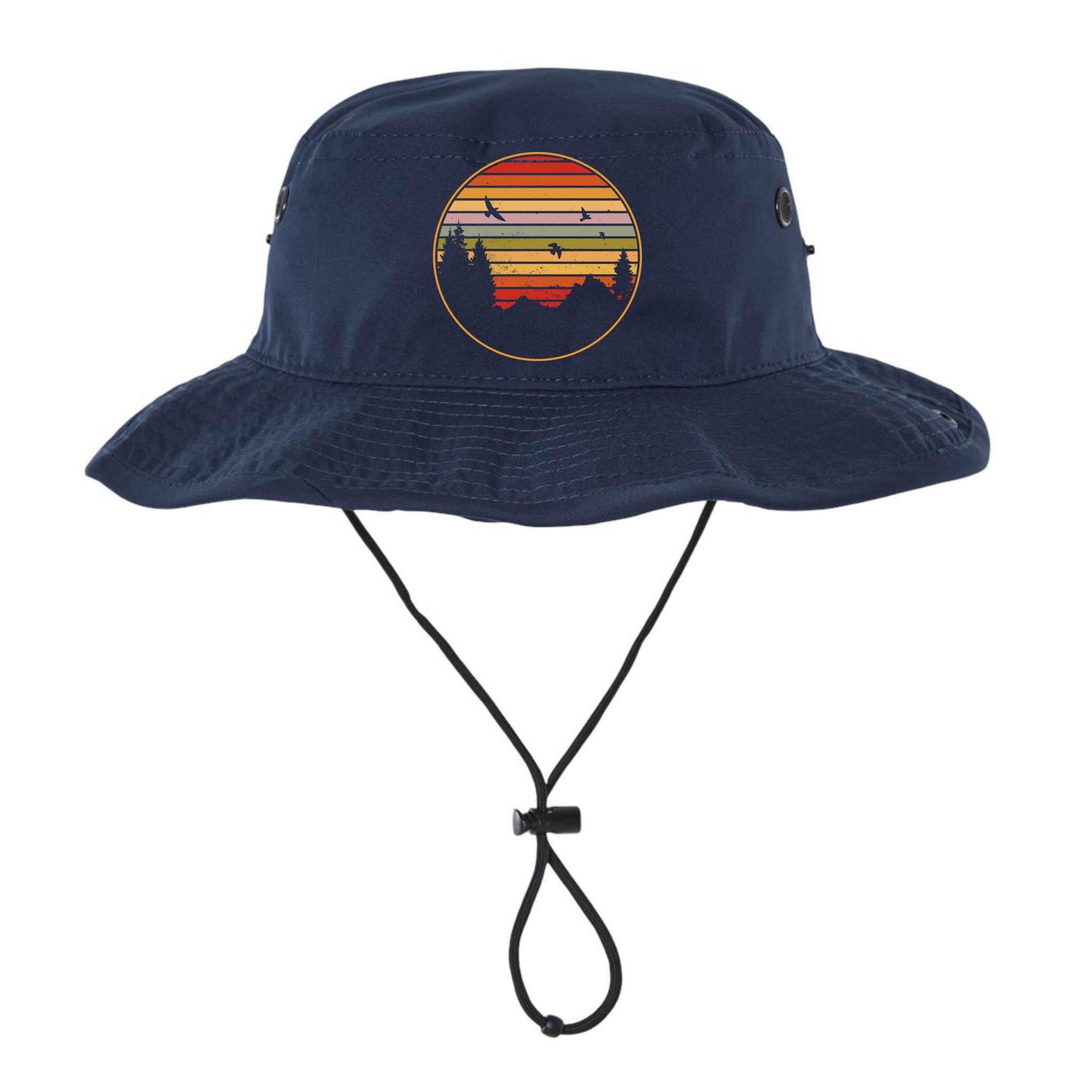 Retro Mountain Nature Sunset Bucket Hat