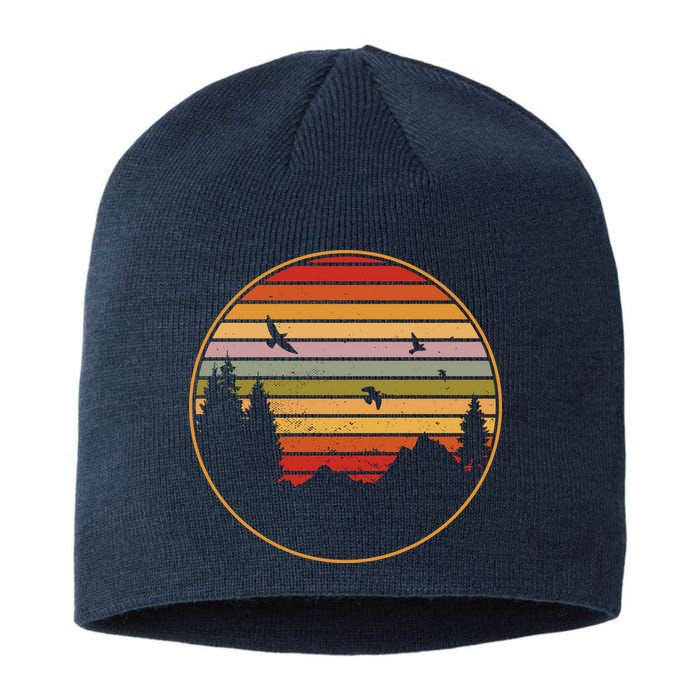 Retro Mountain Nature Sunset Sustainable Beanie